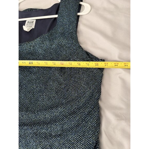 R&M Richards Woman 18W Navy Blue Sleeveless Long Dress Metallic Overlay Formal - Picture 5 of 6